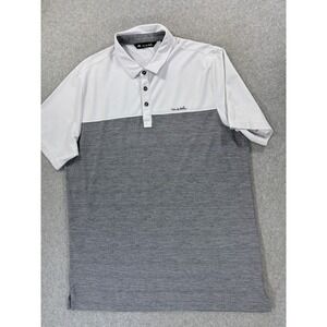 Travis Mathew 2 Tone Performance Short Sleeve Polo‎ Shirt (Men's XL) Gray/White